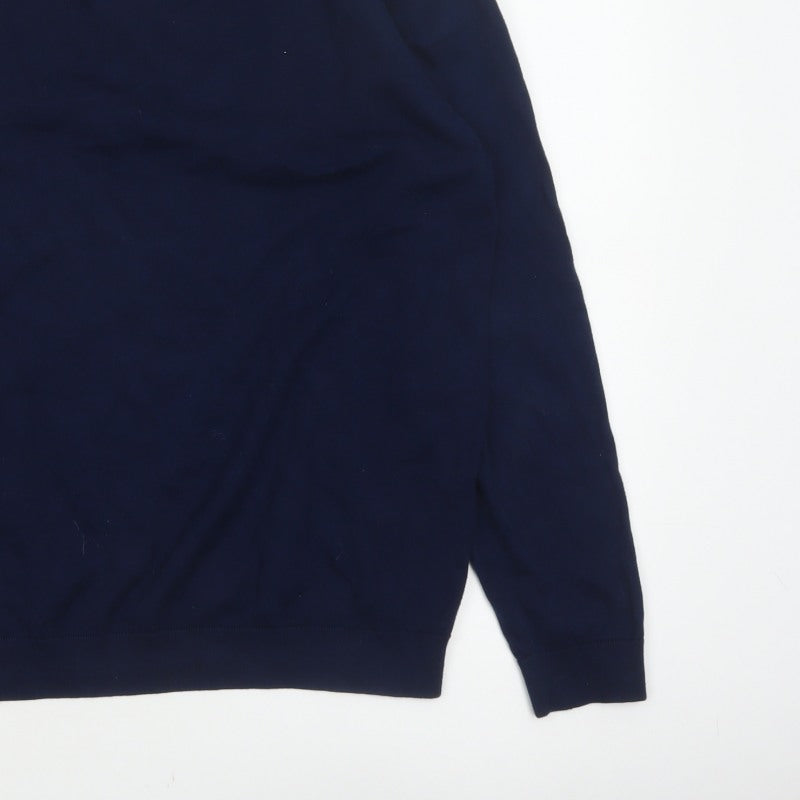 Next Men’s Navy Blue XL Collared Cotton Blend Pullover Jumper