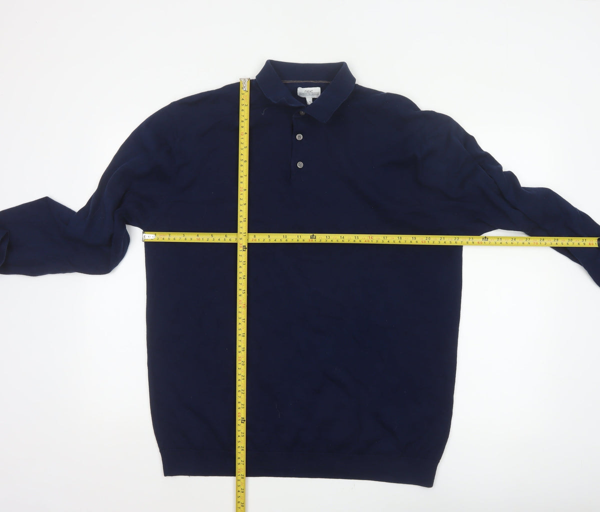 Next Men’s Navy Blue XL Collared Cotton Blend Pullover Jumper