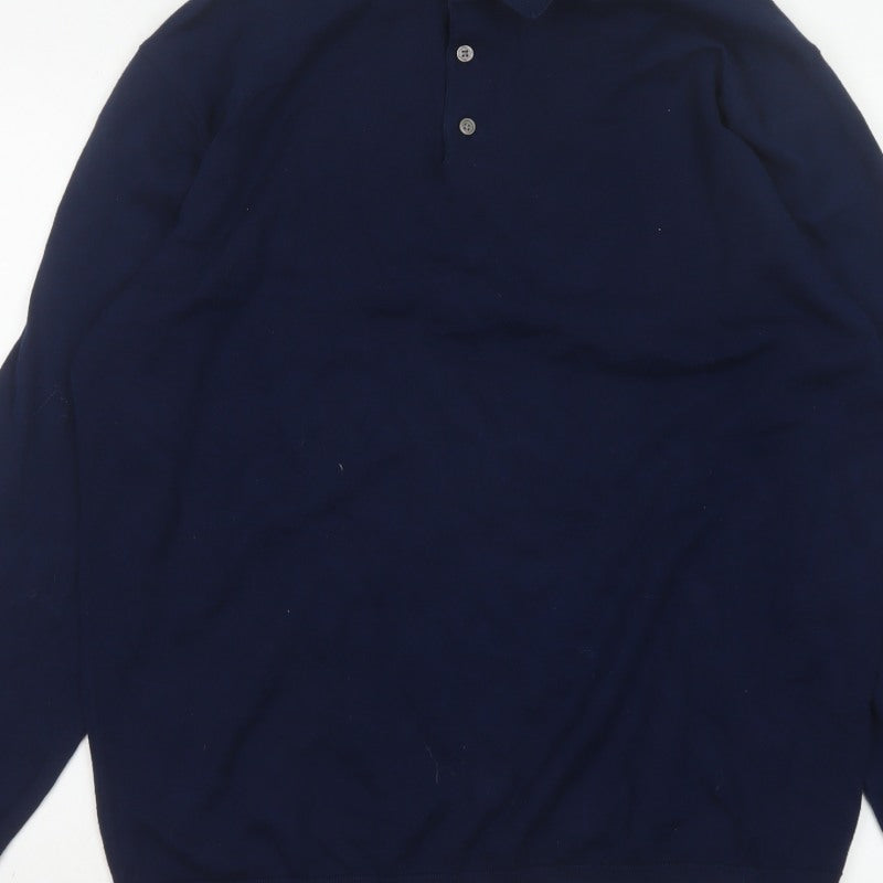 Next Men’s Navy Blue XL Collared Cotton Blend Pullover Jumper