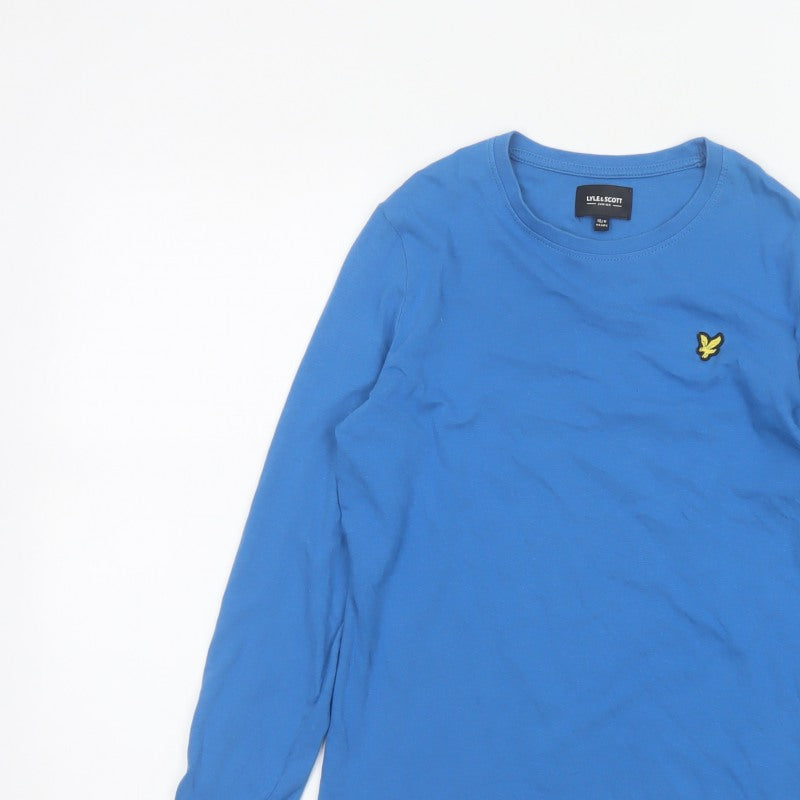 Lyle & Scott Boys Blue 10-11 Years Long Sleeve Basic Cotton Logo T-Shirt