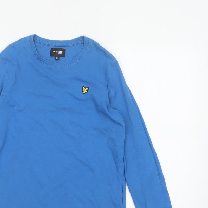 Lyle & Scott Boys Blue 10-11 Years Long Sleeve Basic Cotton Logo T-Shirt