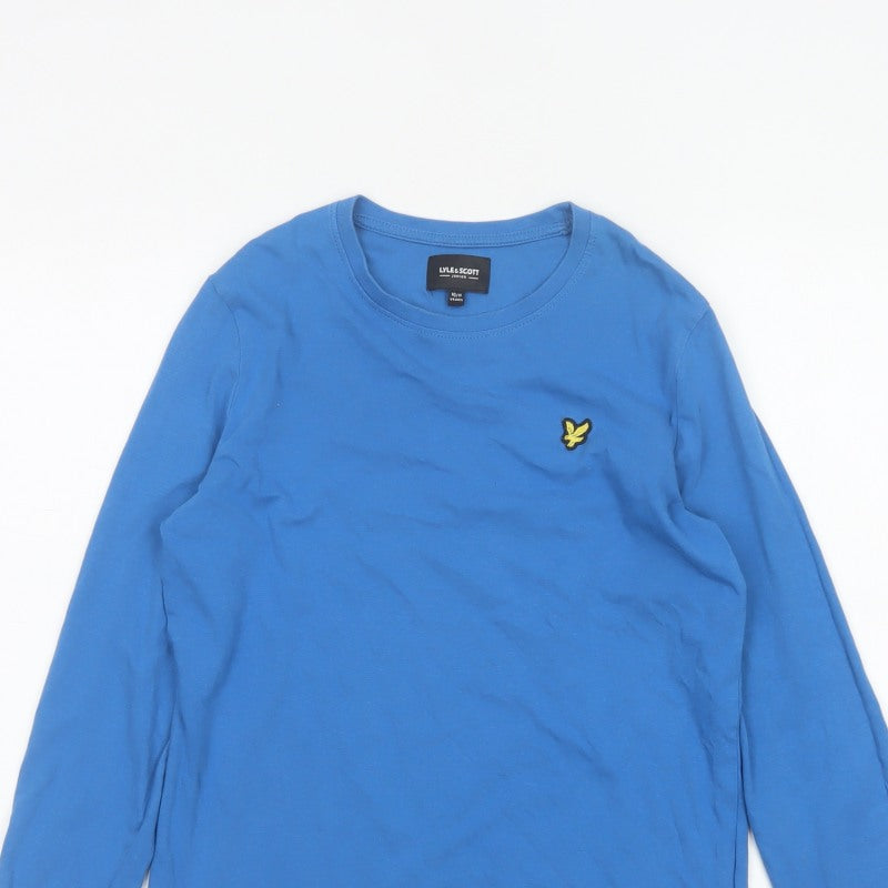 Lyle & Scott Boys Blue 10-11 Years Long Sleeve Basic Cotton Logo T-Shirt