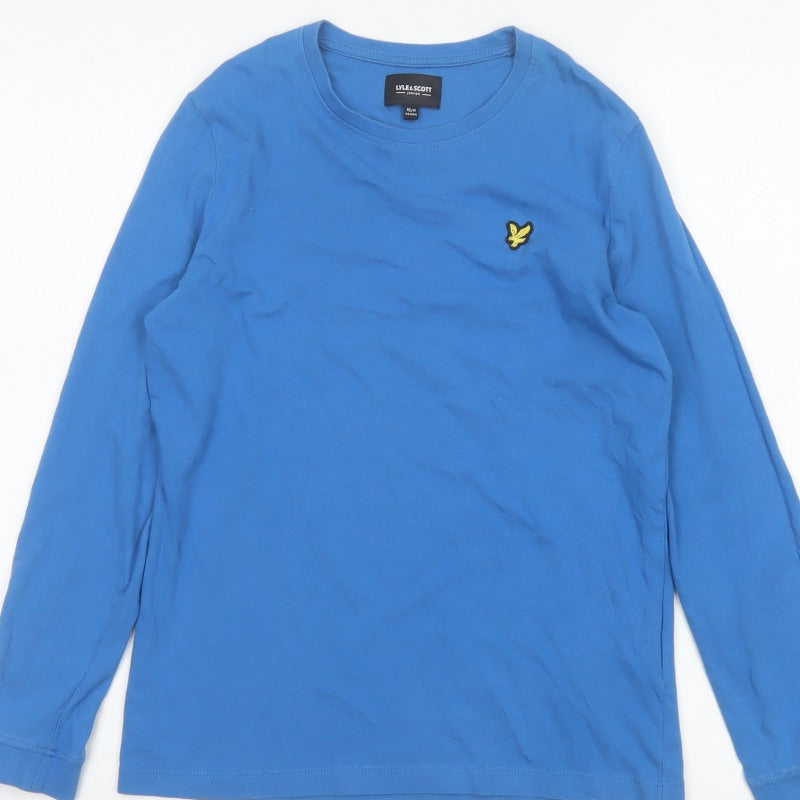 Lyle & Scott Boys Blue 10-11 Years Long Sleeve Basic Cotton Logo T-Shirt