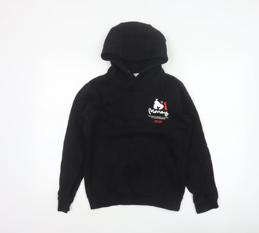 Money Boys Black 12-13 Years Pullover Logo Hoodie Cotton