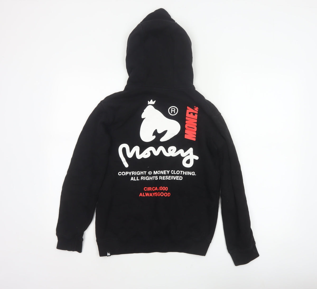 Money Boys Black 12-13 Years Pullover Logo Hoodie Cotton