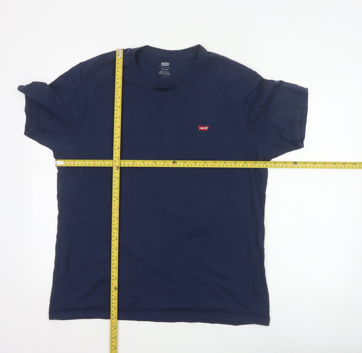 Levi's Men's Blue L Standard Logo Crew Neck Cotton T-Shirt Short Sleeve