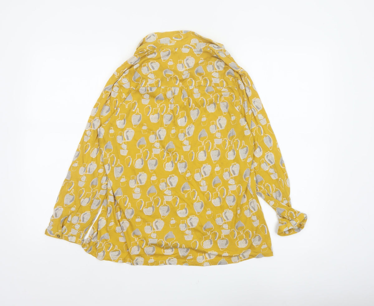 White Stuff Women Yellow Vase Print Tunic Blouse UK 10