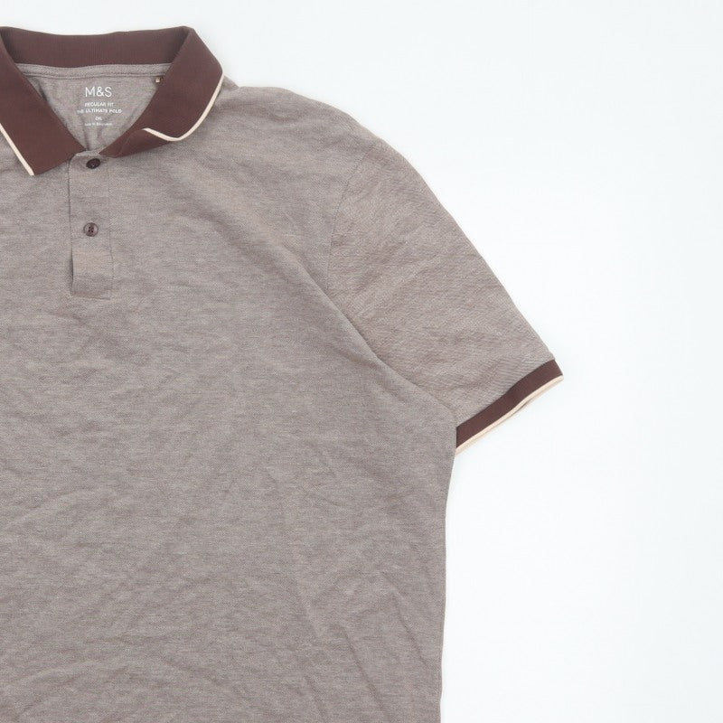 Marks and Spencer Men's Brown 2XL Regular Fit Ultimate Polo Shirt