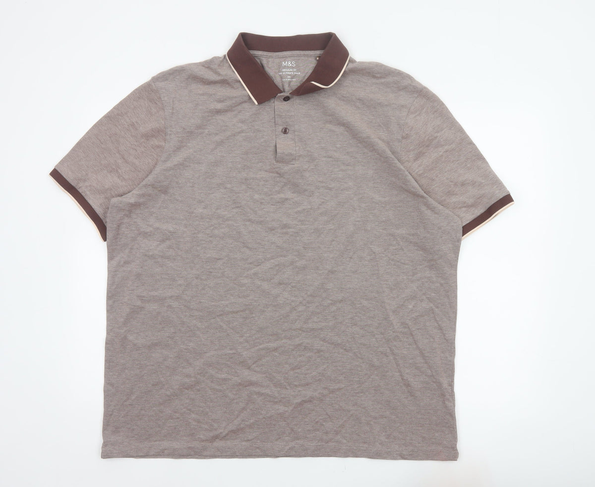Marks and Spencer Men's Brown 2XL Regular Fit Ultimate Polo Shirt