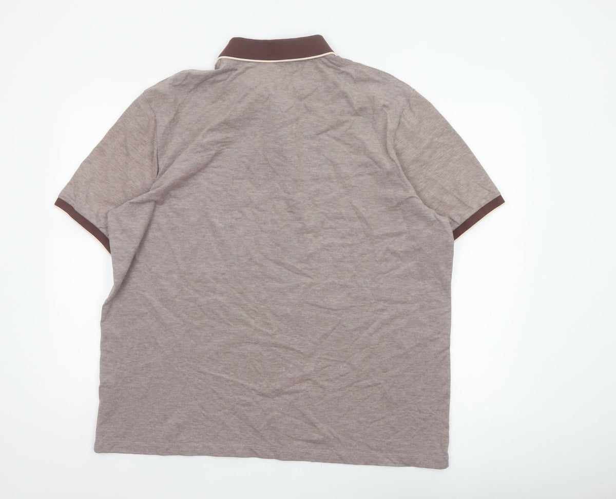 Marks and Spencer Men's Brown 2XL Regular Fit Ultimate Polo Shirt