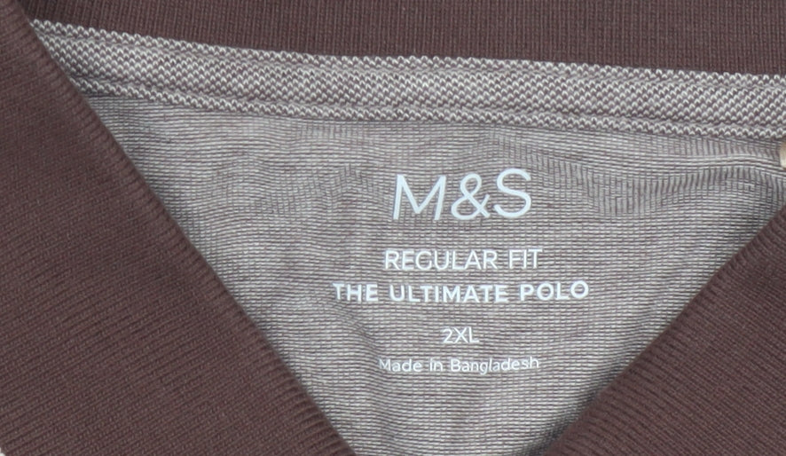 Marks and Spencer Men's Brown 2XL Regular Fit Ultimate Polo Shirt
