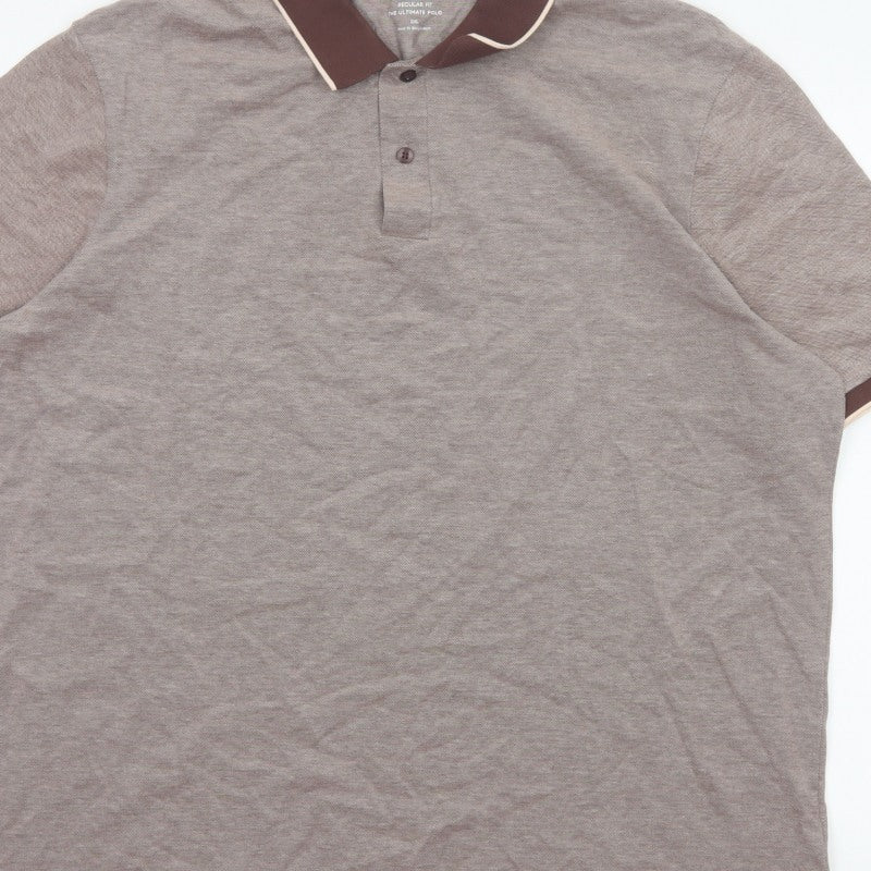 Marks and Spencer Men's Brown 2XL Regular Fit Ultimate Polo Shirt