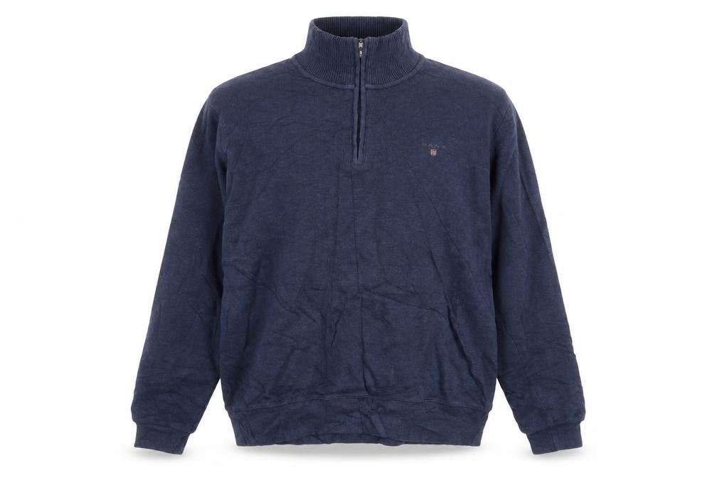 Gant Men’s Blue M Cotton Half Zip Mock Neck Knit Jumper