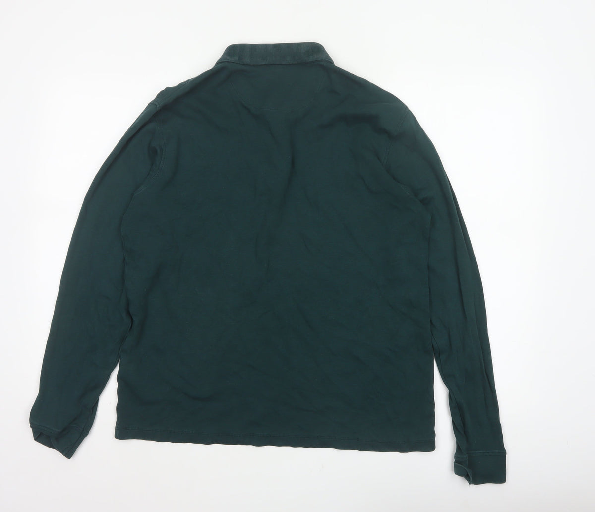 James Pringle Men Green Medium Long Sleeve Cotton Polo Shirt