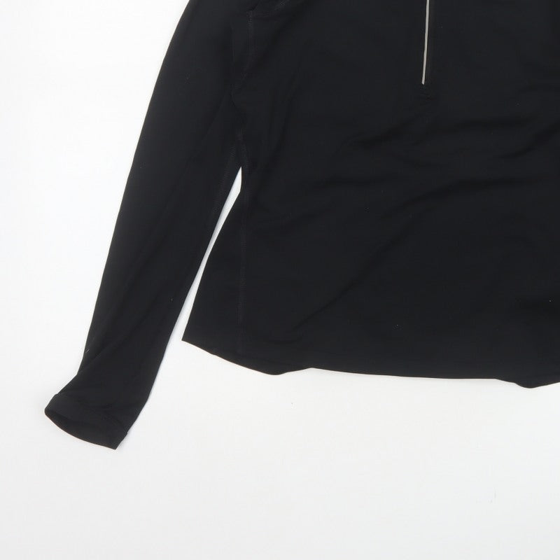 Nike Women Black UK 8 Dri-FIT 1/4 Zip Athletic Running Pullover Top