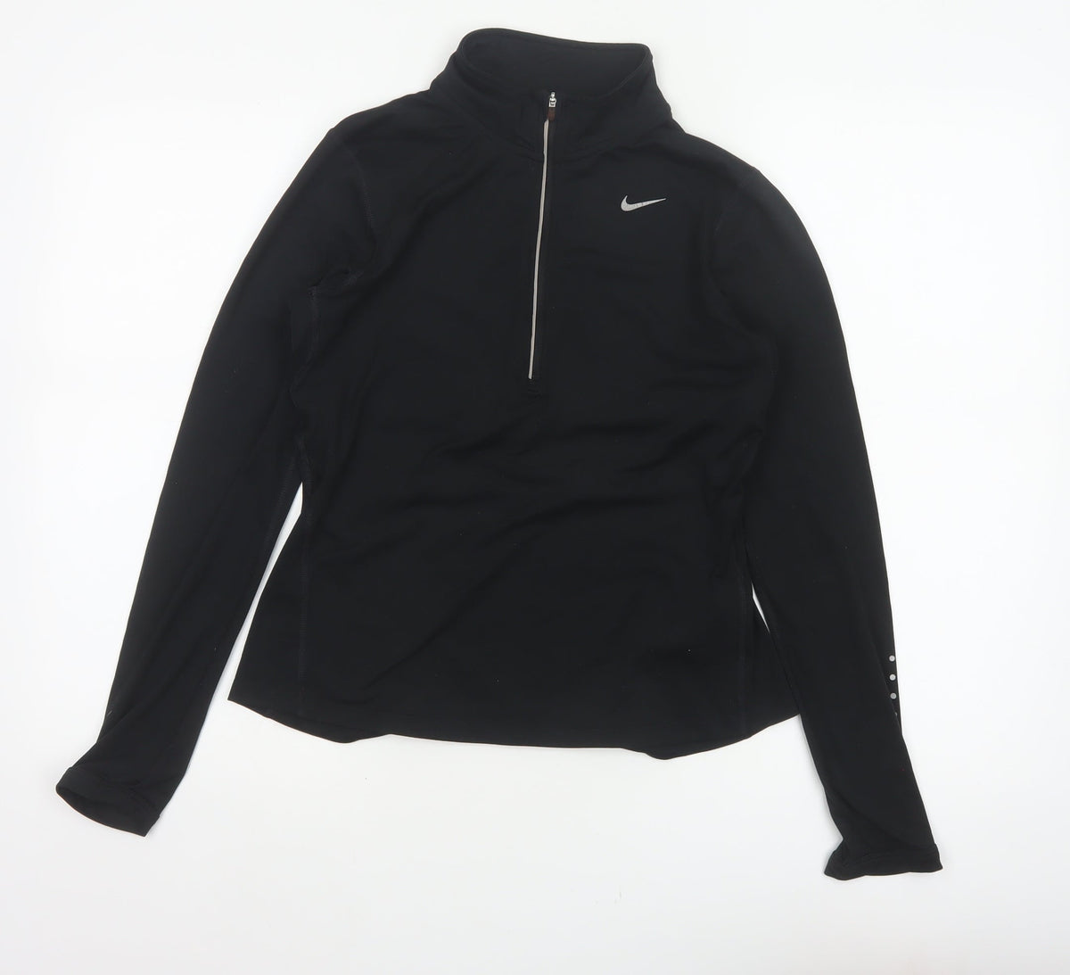 Nike Women Black UK 8 Dri-FIT 1/4 Zip Athletic Running Pullover Top