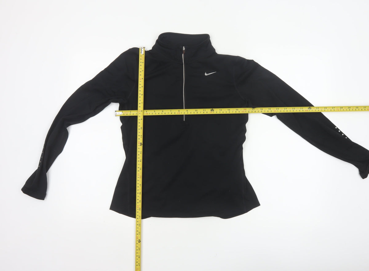 Nike Women Black UK 8 Dri-FIT 1/4 Zip Athletic Running Pullover Top
