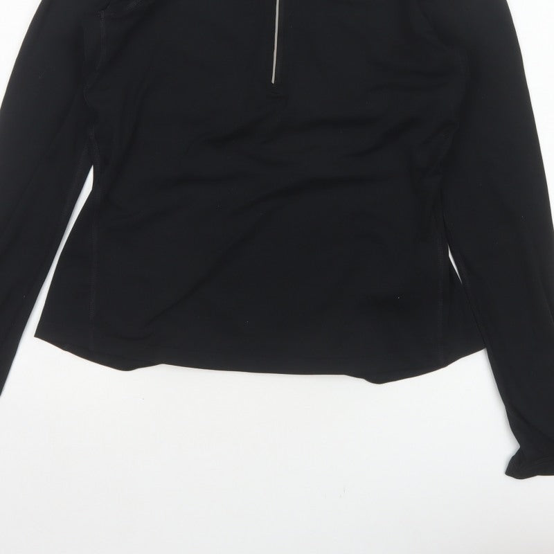 Nike Women Black UK 8 Dri-FIT 1/4 Zip Athletic Running Pullover Top