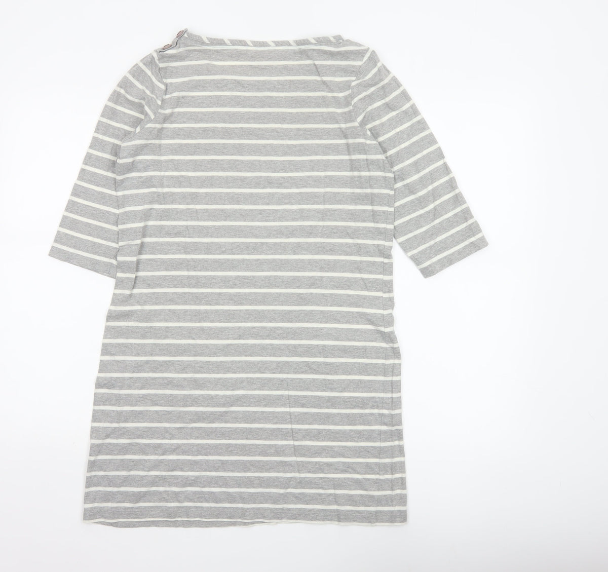 Boden Women Grey White Striped Cotton Tunic T-Shirt UK 12