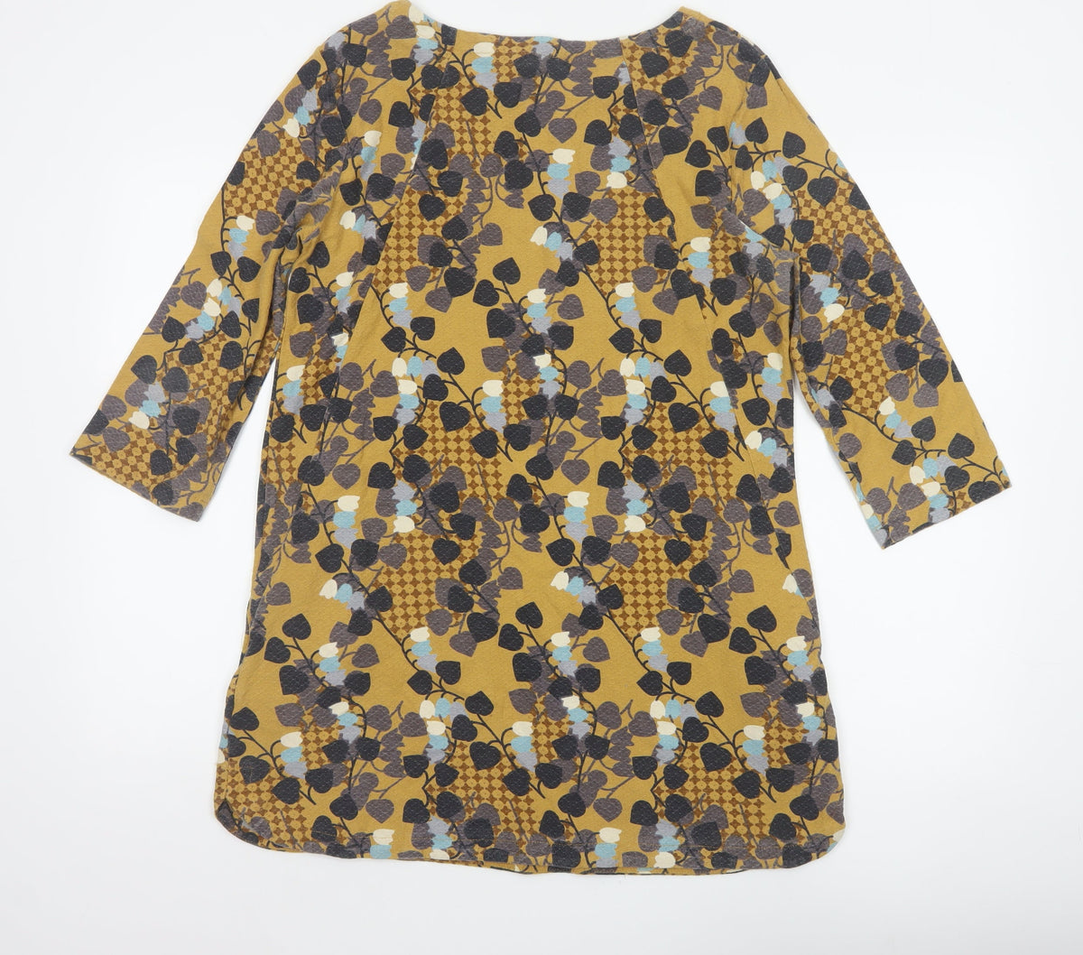 White Stuff Women’s Yellow Floral Cotton Tunic Blouse UK 10 3/4 Sleeve