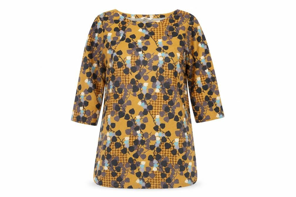 White Stuff Women’s Yellow Floral Cotton Tunic Blouse UK 10 3/4 Sleeve
