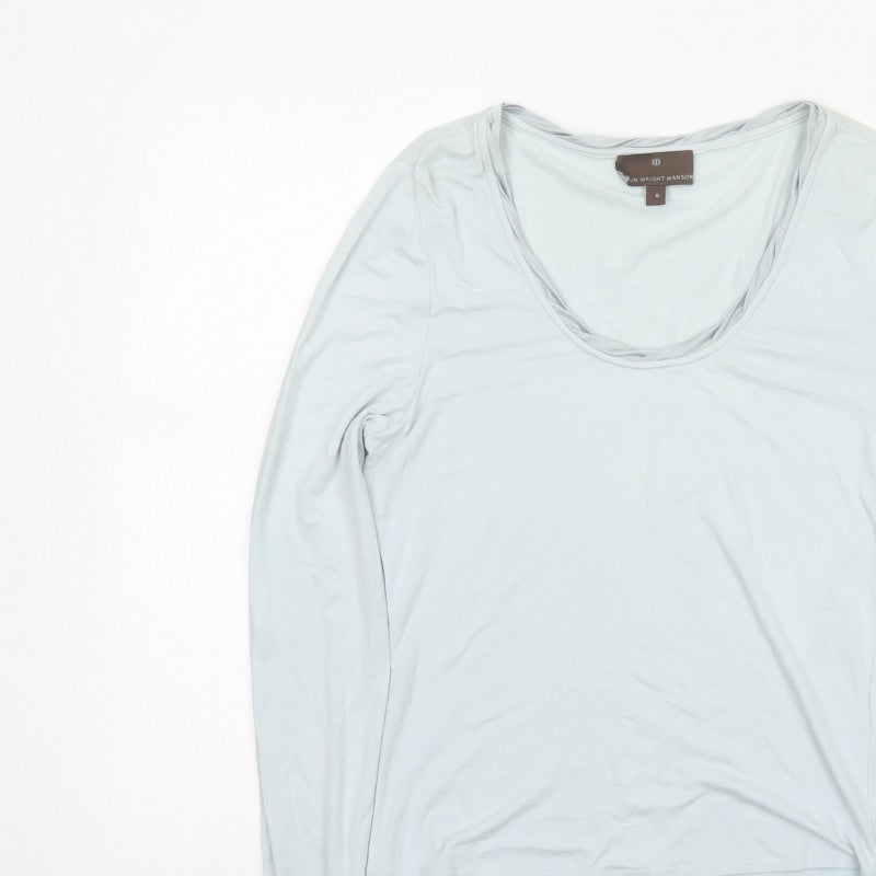 Fenn Wright Manson Women Blue UK 8 Viscose Scoop Neck Long Sleeve Top