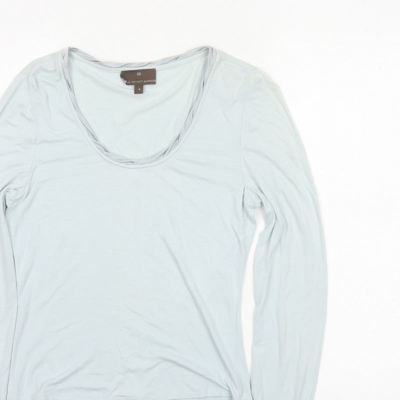 Fenn Wright Manson Women Blue UK 8 Viscose Scoop Neck Long Sleeve Top