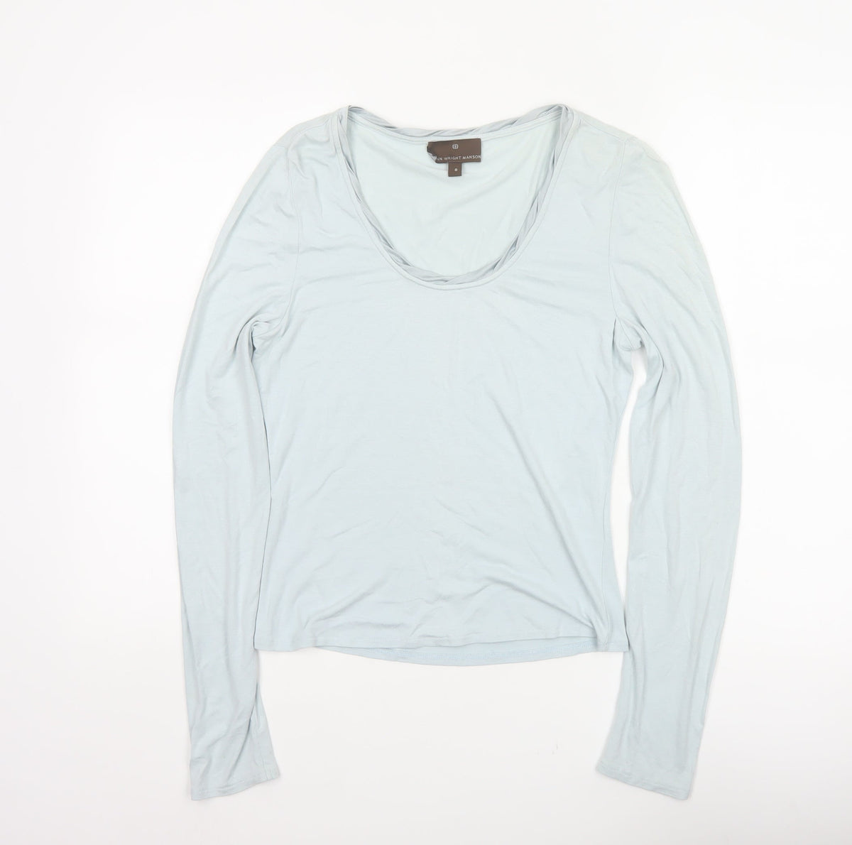 Fenn Wright Manson Women Blue UK 8 Viscose Scoop Neck Long Sleeve Top