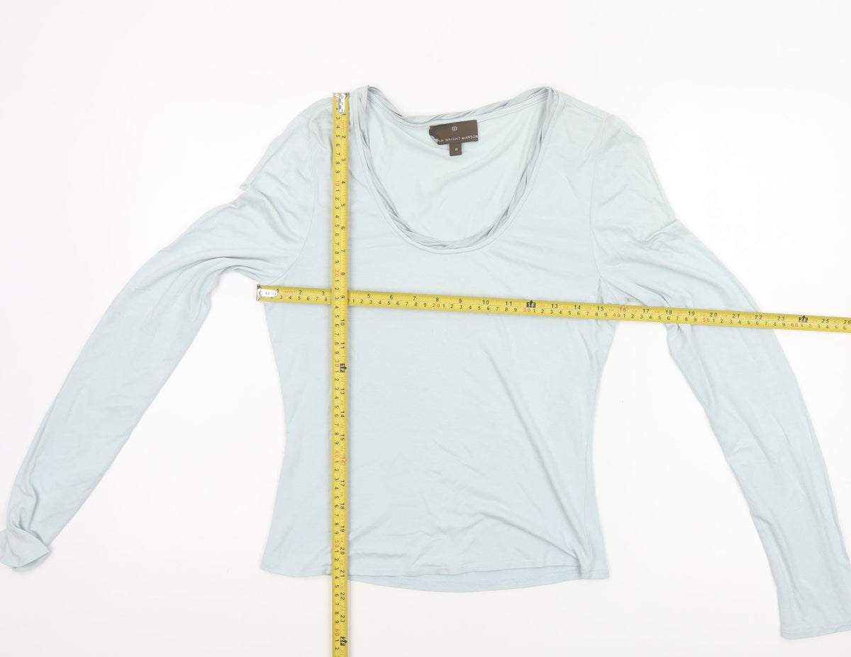 Fenn Wright Manson Women Blue UK 8 Viscose Scoop Neck Long Sleeve Top