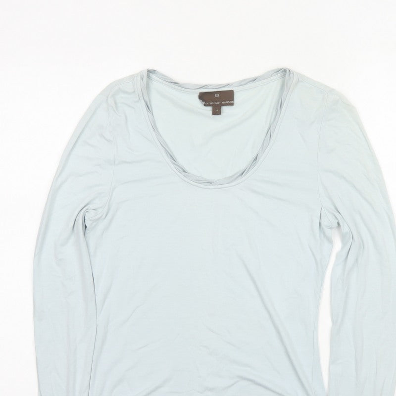Fenn Wright Manson Women Blue UK 8 Viscose Scoop Neck Long Sleeve Top