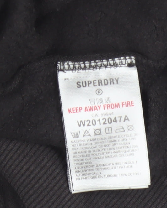 Superdry Women’s Black UK 14 Full Zip Hooded Logo Sweatshirt