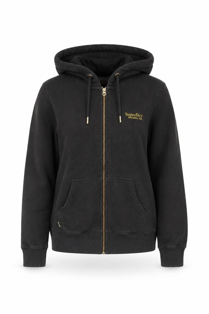 Superdry Women’s Black UK 14 Full Zip Hooded Logo Sweatshirt