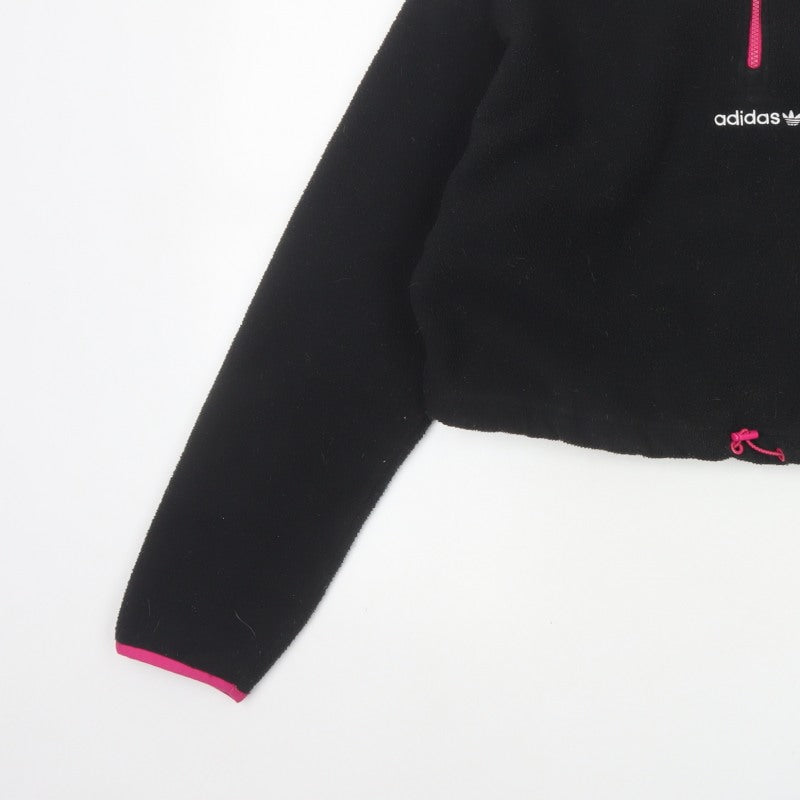 Adidas Women's Black Pink Pullover 1/2 Zip Fleece Sweatshirt UK 14 M