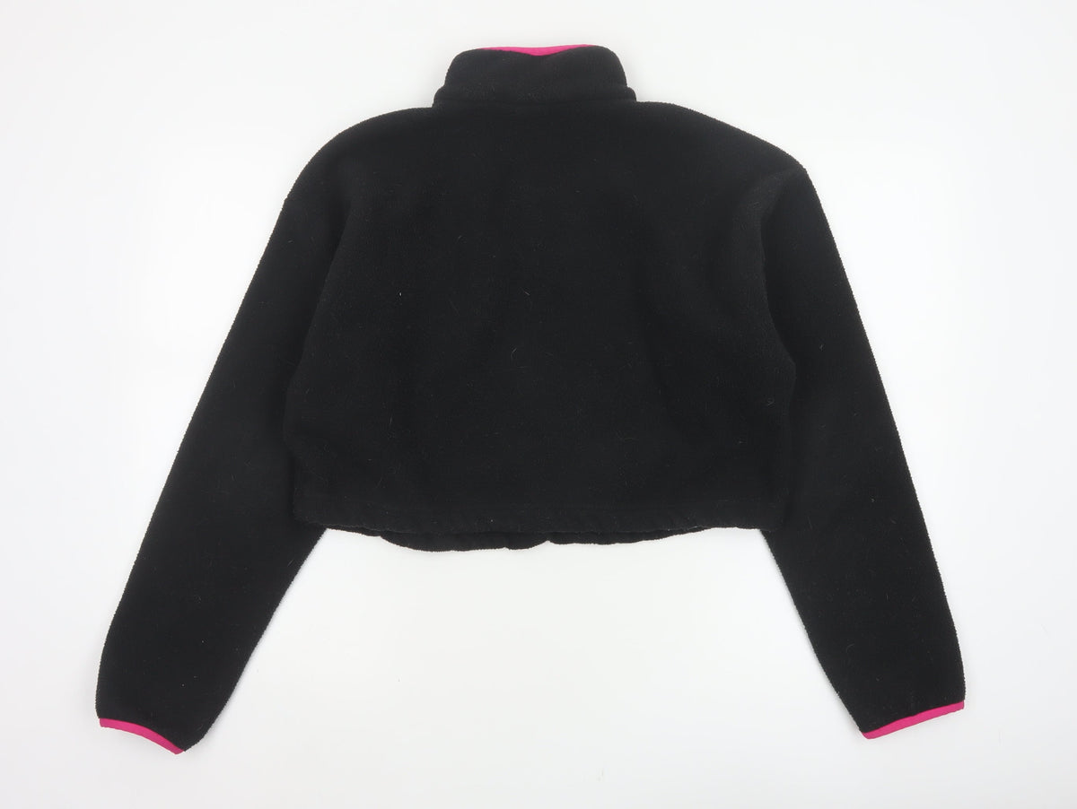 Adidas Women's Black Pink Pullover 1/2 Zip Fleece Sweatshirt UK 14 M