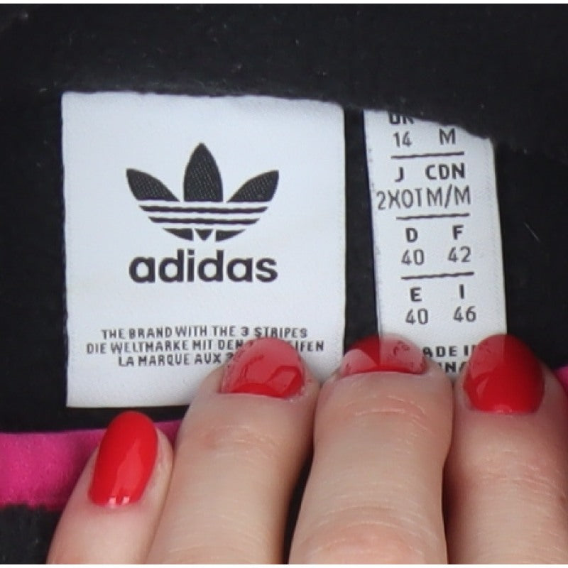 Adidas Women's Black Pink Pullover 1/2 Zip Fleece Sweatshirt UK 14 M