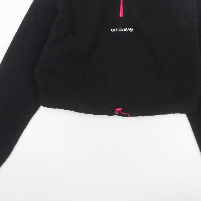 Adidas Women's Black Pink Pullover 1/2 Zip Fleece Sweatshirt UK 14 M