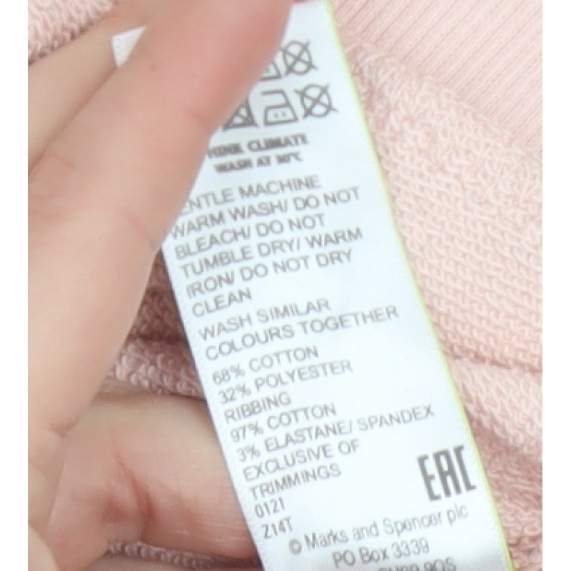 Marks and Spencer Women Pink UK 18 Pullover Hooded Fleece Hoodie