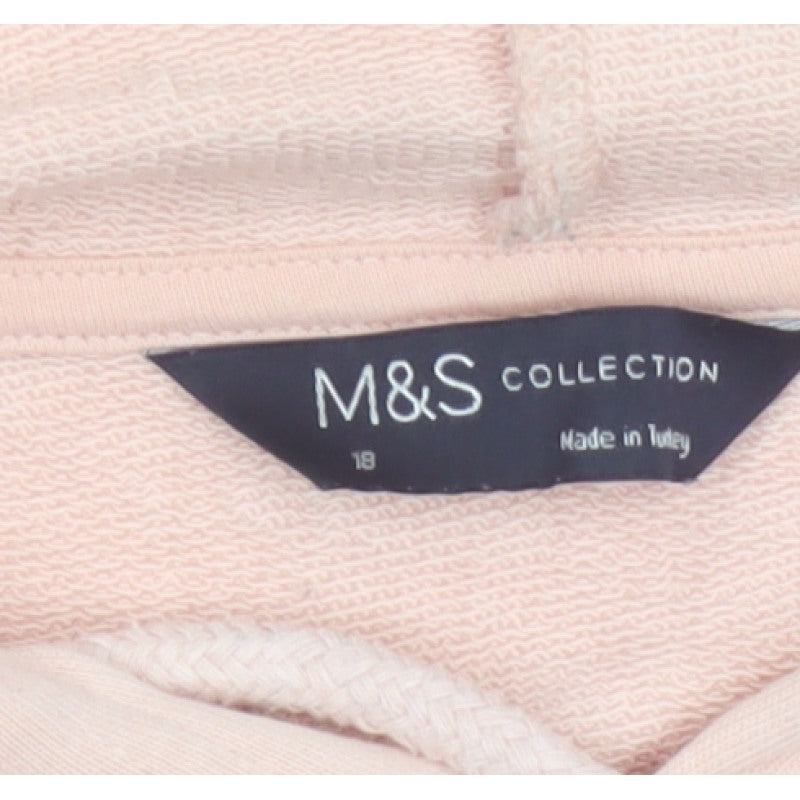 Marks and Spencer Women Pink UK 18 Pullover Hooded Fleece Hoodie