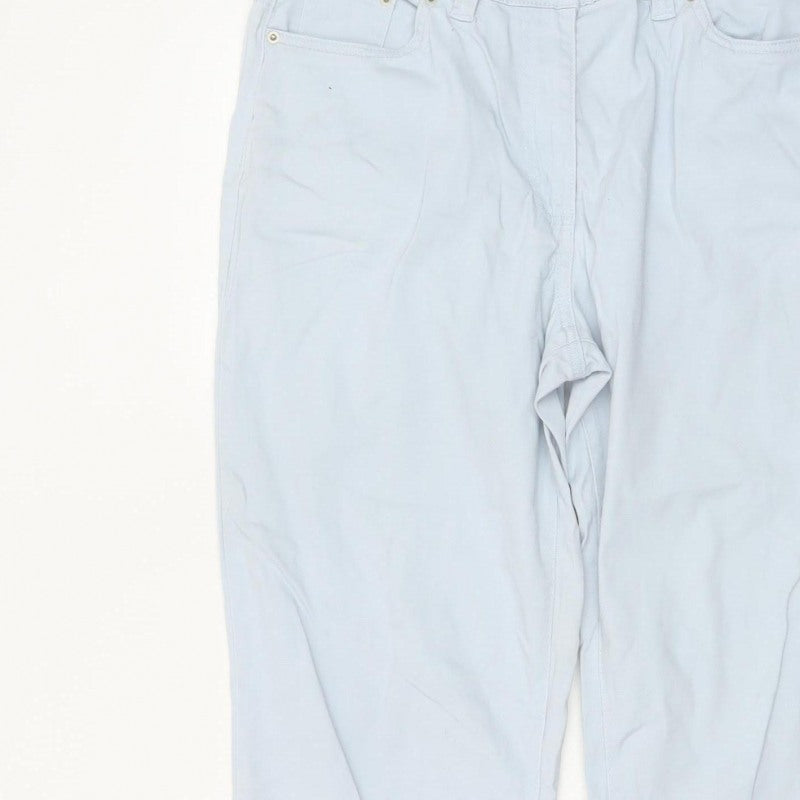 Damart Women Blue UK 14 Tapered Stretch Cotton Trousers Pockets