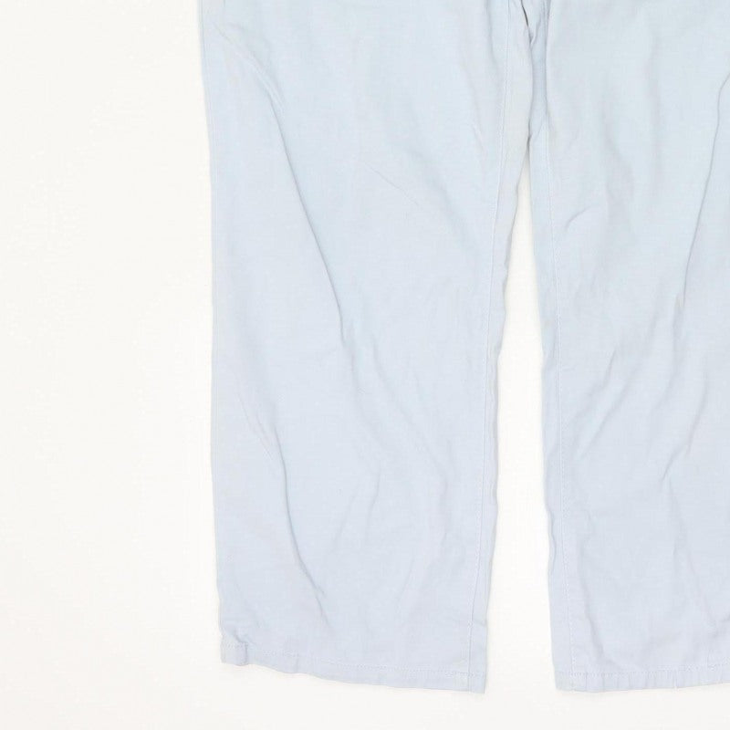 Damart Women Blue UK 14 Tapered Stretch Cotton Trousers Pockets