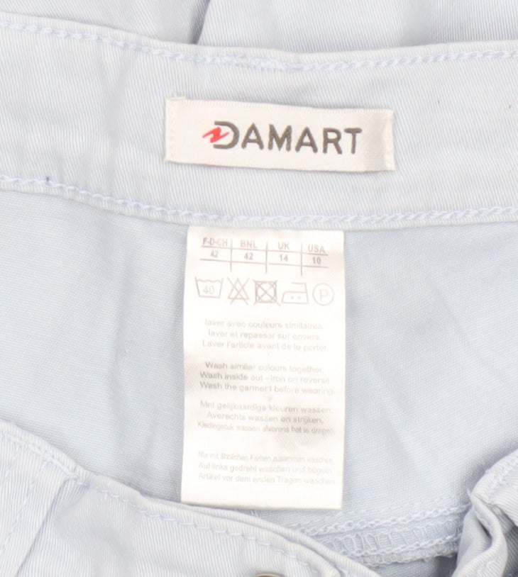 Damart Women Blue UK 14 Tapered Stretch Cotton Trousers Pockets