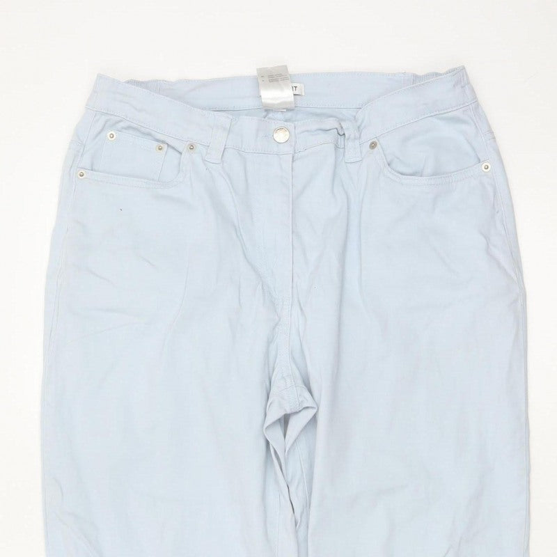 Damart Women Blue UK 14 Tapered Stretch Cotton Trousers Pockets