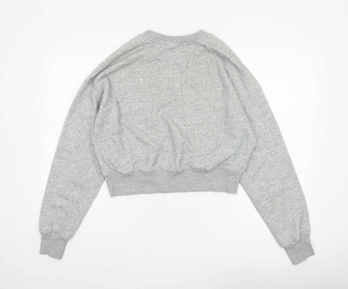 Champion Women Grey Logo Cropped Pullover Sweatshirt Size L