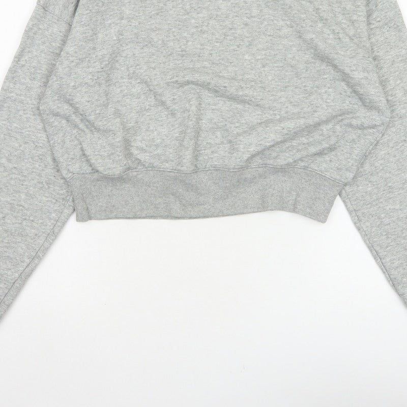 Champion Women Grey Logo Cropped Pullover Sweatshirt Size L