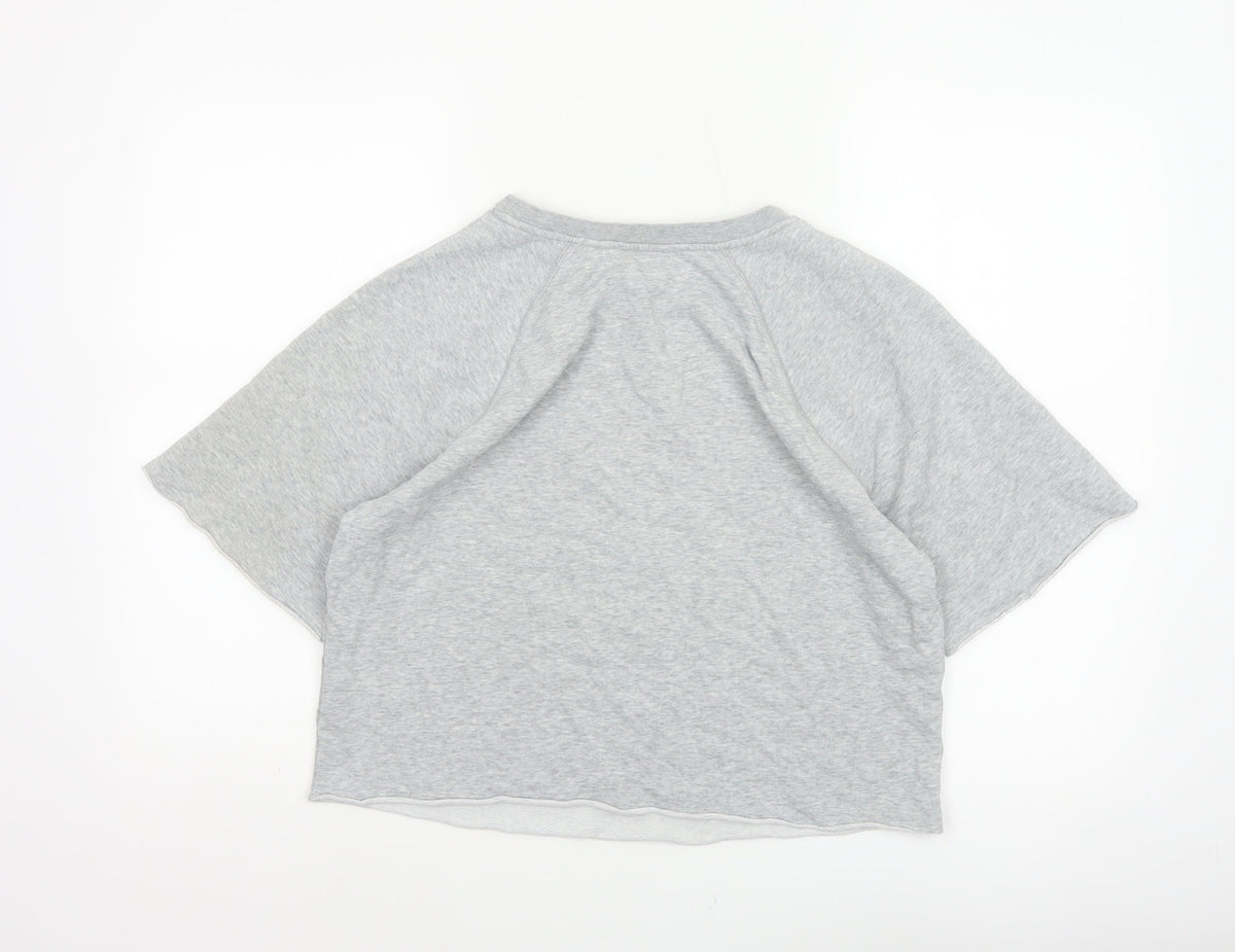 Cheap Monday Women Grey M Cropped Raglan Graphic T-Shirt