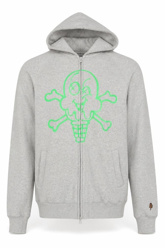 Icecream Men’s Grey S Full Zip Graphic Skull Hoodie