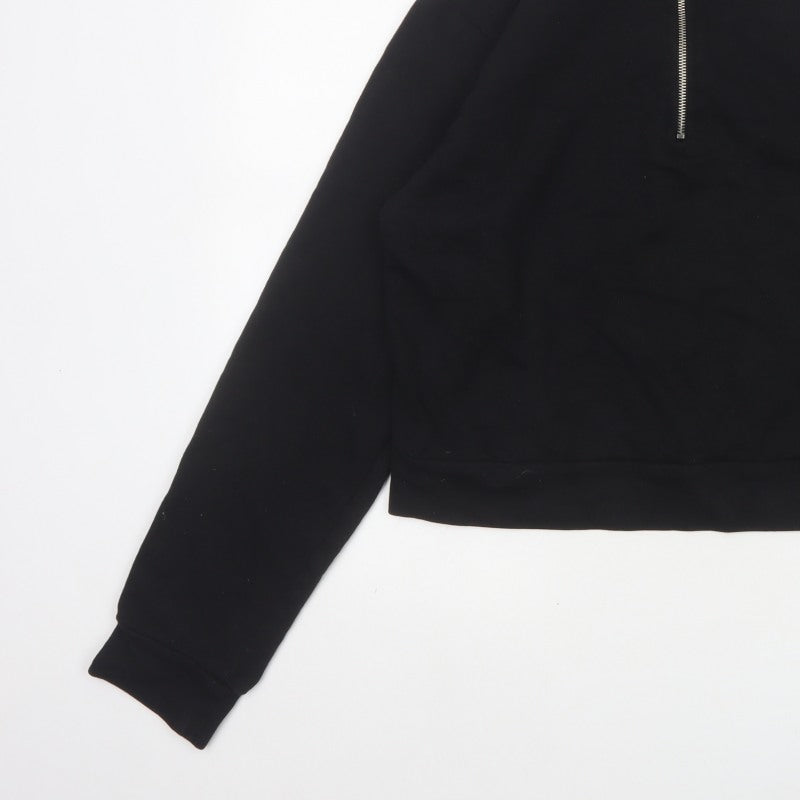 NA-KD Women's Black M Half Zip High Neck Sweatshirt Cotton Blend