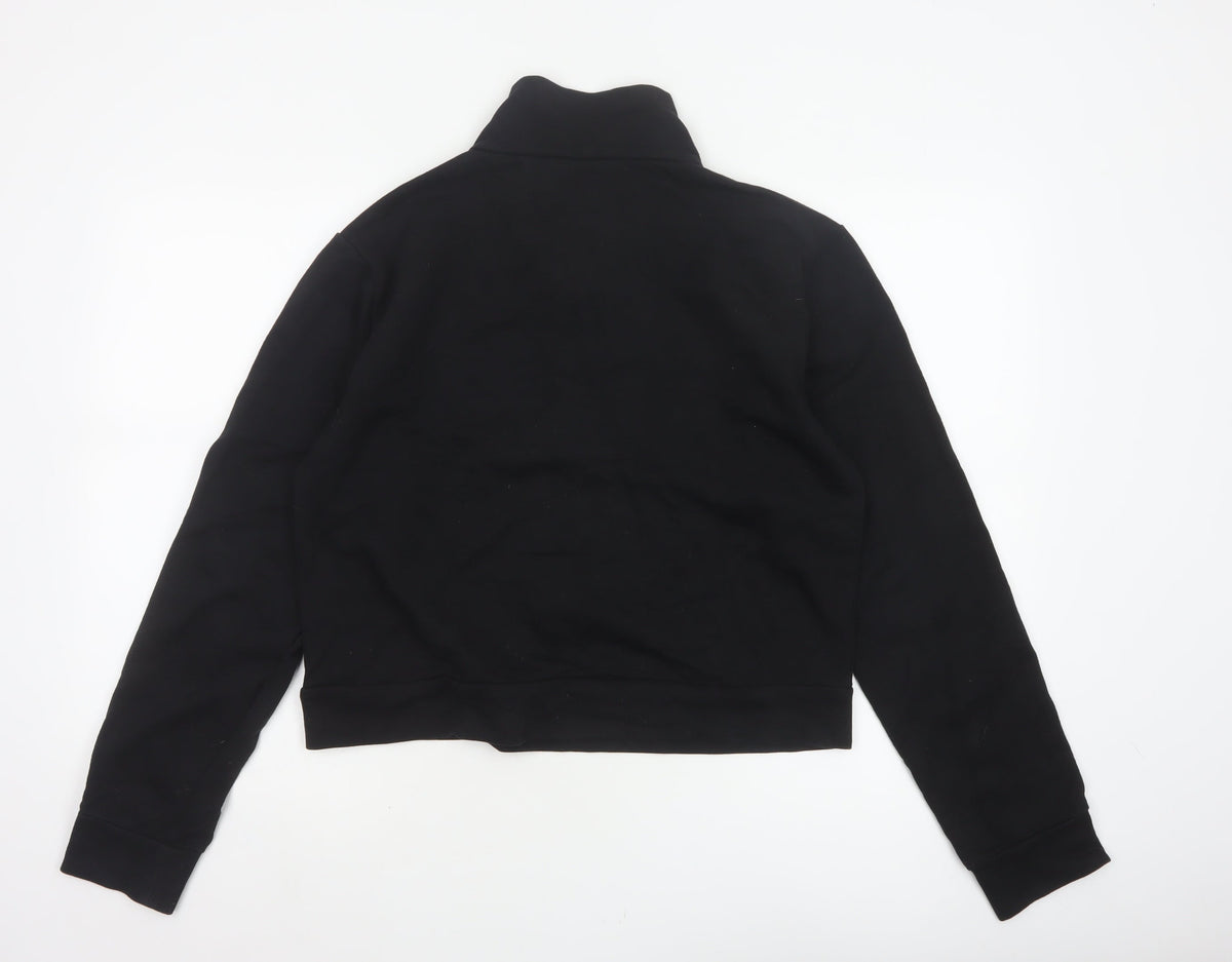 NA-KD Women's Black M Half Zip High Neck Sweatshirt Cotton Blend