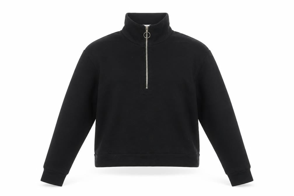 NA-KD Women's Black M Half Zip High Neck Sweatshirt Cotton Blend