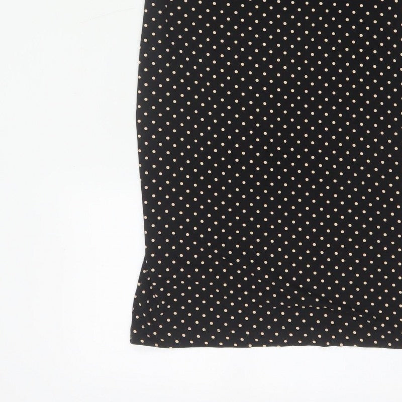 H&M Women Black Ivory Polka Dot S Bodycon Knee Dress Stretch